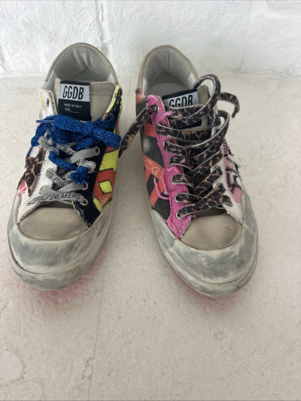 Golden Goose Multi-Color Leopard Print & Neon Accent Sneakers - Picture 1 of 9